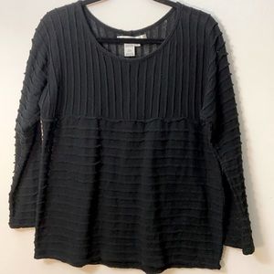Studio M text roll long sleeve black sweater